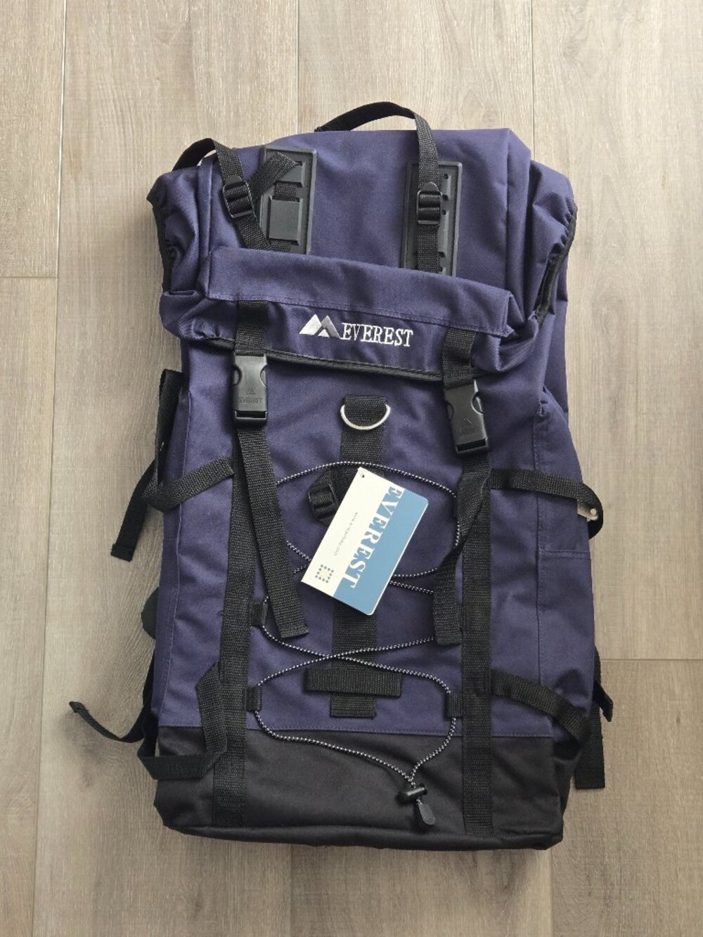 BNWT Everest Hiking Backpack Gear Bag 48L, 8045D, Medium Size, Navy Blue/Black